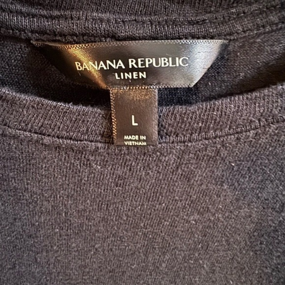 Banana Republic Linen Short Sleeve Cropped Top Charcoal Gray Size L - Picture 3 of 4